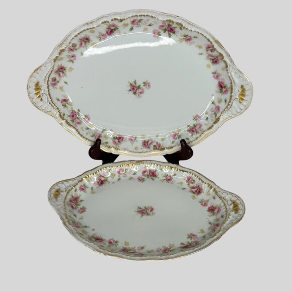 Theodore Haviland Limoges‎ France Floral Oval Serving Platter Set With Gold Trim - Picture 5 of 16